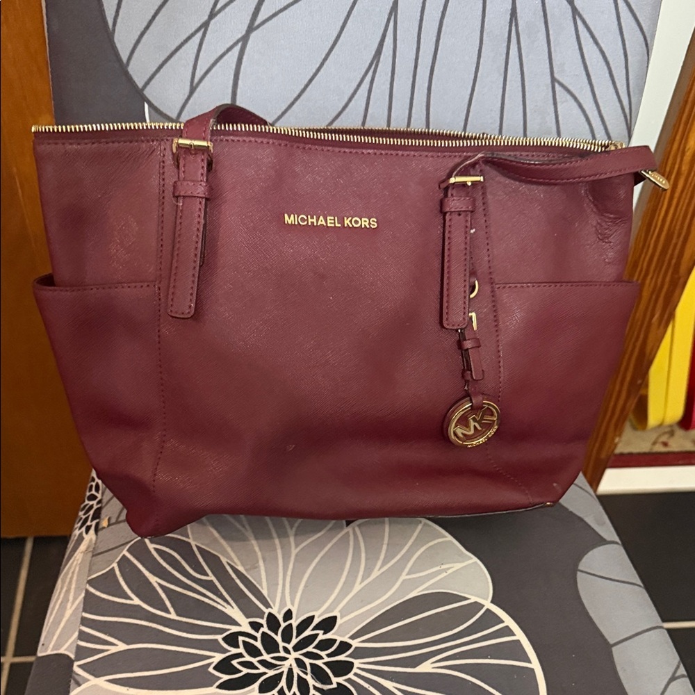 Michael Kors Burgundy Tote Bag